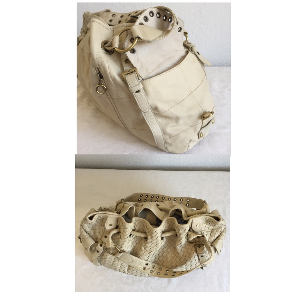 Ivory leather woven grommets bag - Picture 8 of 8